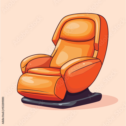 Orange ergonomic recliner chair with black base and soft cushion design