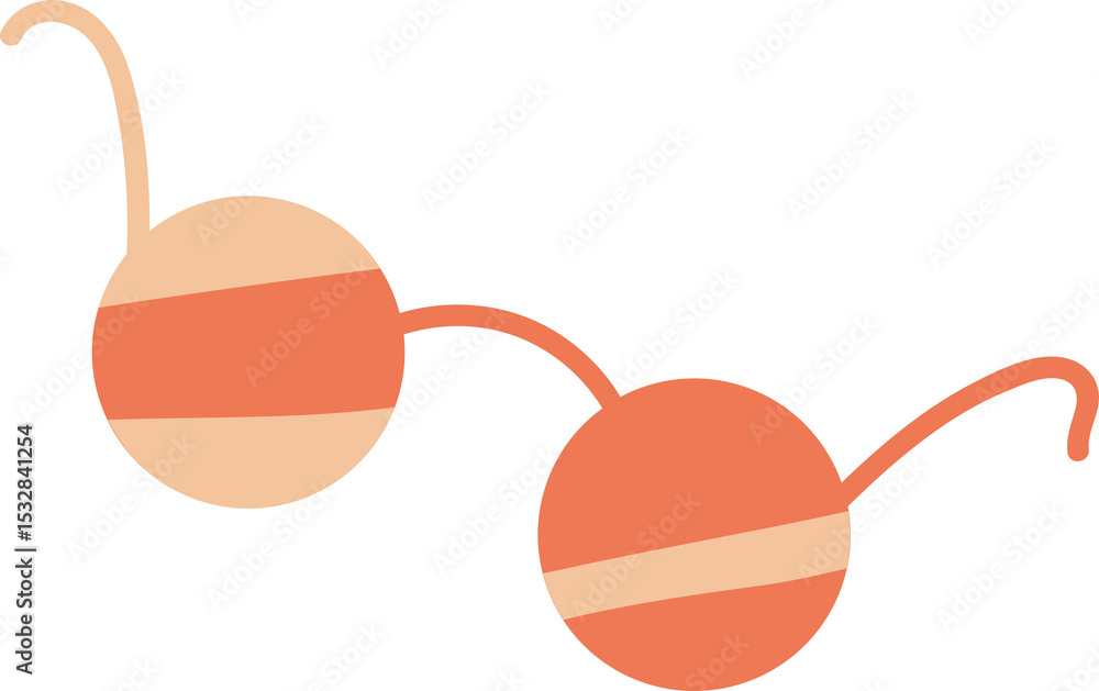 Naklejka premium Featuring flat coral-peach round sunglasses with bridge, diagonal bands, looping arms, transparent