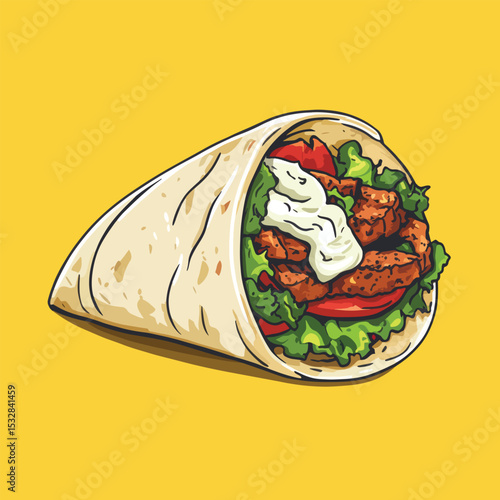 Savory Chicken Shawarma Wrap with Creamy Sauce