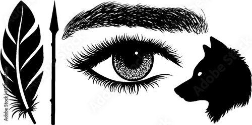 Norse mythology symbols including odin eye and raven wing for design