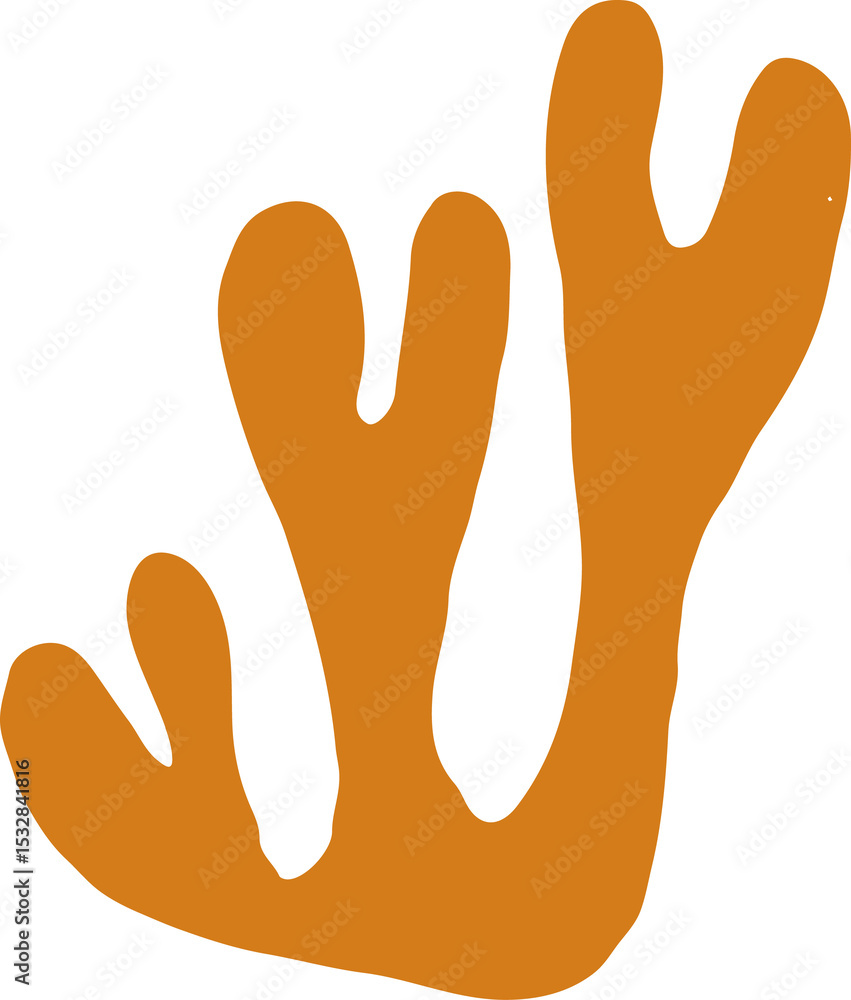 Naklejka premium Flat vector showing orange abstract coral branch floating on transparent background, copy space