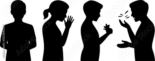 Silhouette People Different Gestures Communication Concept