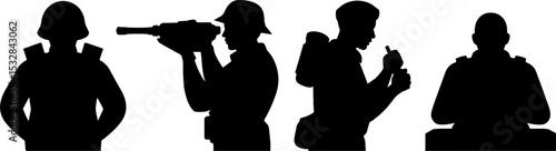Soldier Silhouette Set Military Figures Army Troop Collection