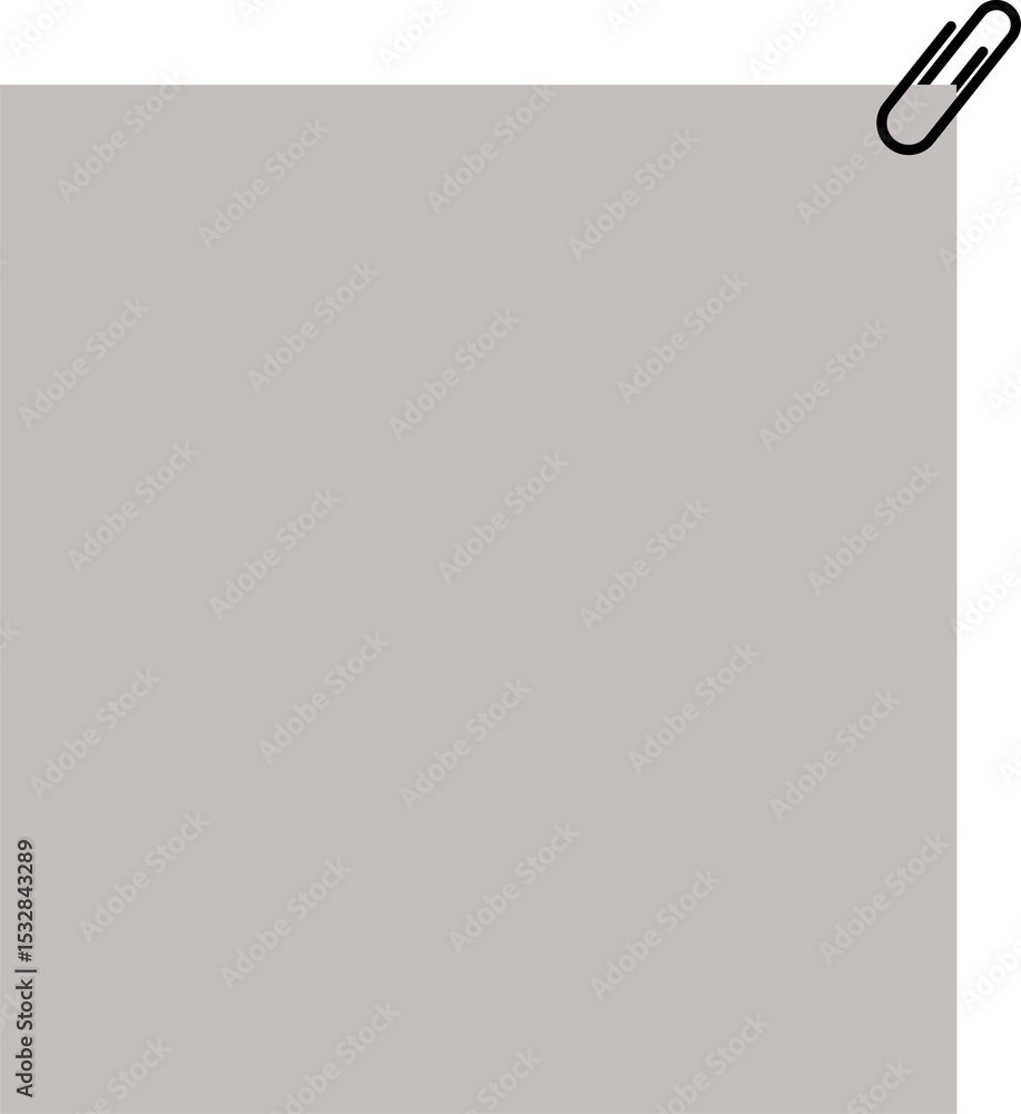 Sheet of light grey paper is showing folded corner with black paperclip on transparent background Sheet of light grey paper is showing folded corner with black paperclip on transparent background