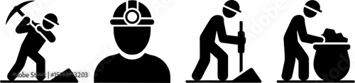 Miner Worker Set Mining Helmet Tools Equipment