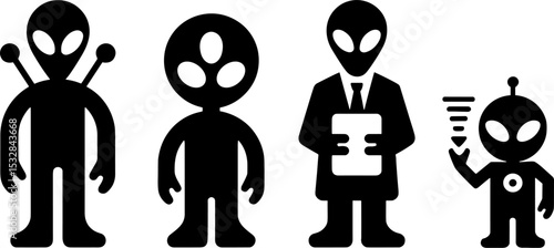 Aliens Set Cartoon Extraterrestrial Characters for App UI