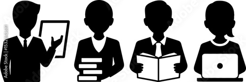 Business People Working Reading Laptop and Presentation Set