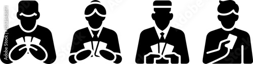 People Playing Card Game Poker Players Holding Cards Set