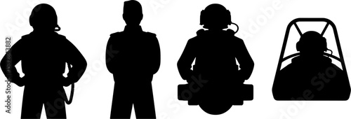 Military Pilot Silhouettes Aviation Helmet Headset