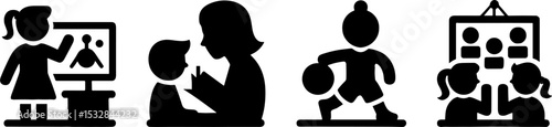 Children Learning Playing Reading Educations Set