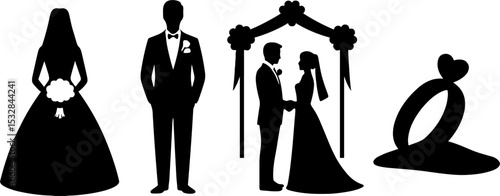Wedding Couple Bride Groom Silhouette Marriage Ceremonys