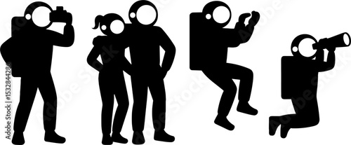 Astronaut Silhouettes Space Exploration Posing Set