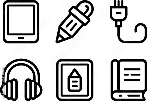 Minimal Technologys Set Electronic Gadgets Music Reading