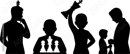 Chess Player Thinking Chess Pieces Winning King Trophy Teaching Child