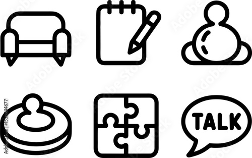 Therapy Counseling Session Concepts Set for Mental Health Communication
