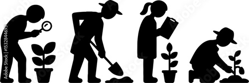 Plant Care People Gardening and Observation Concept