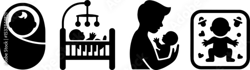 Baby Cares Set Newborn Infant Kids Parenting Symbols