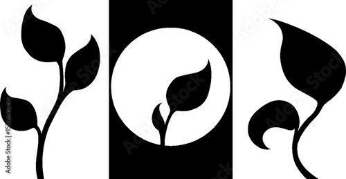 Nature growth themes: seed packet designs featuring sprout swirls and vine curls