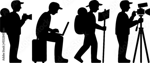 Silhouette Travel grapher Hiking Videographer Recording Equipment