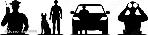Police Officer K9 Unit Patrol Car Surveillance Security Set