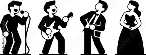 Music Band Performance Set Singing Guitar Saxophone Opera Theme
