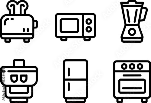 Kitchen Appliances Set Toaster Microwave Blender Oven Refrigerator Coffee Maker
