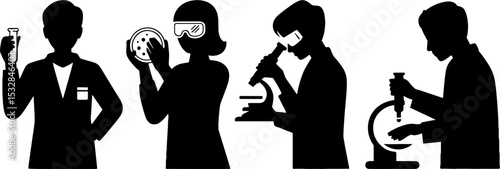 Scientist Silhouettes Laboratory Research Microbiology Testing