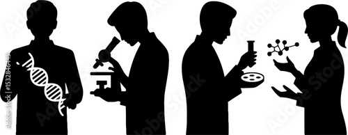 Scientists Holding DNA Microscope Test Tube Model Science Research