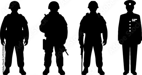 Military Soldier Silhouettes Army Infantry Officer Uniform