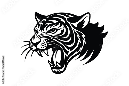 Silhouette tattoo style illustration of a tiger's head.eps