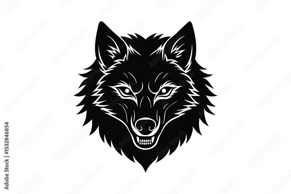 Obraz premium Silhouette tattoo style illustration of a wolf's head.eps