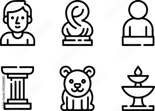 Simple People Column Lion Fountains Set