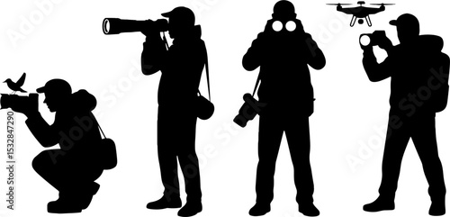 Wildlife grapher Silhouettes Birdwatching Drone  Concept