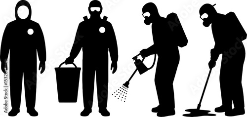 Hazmat Workers Protective Suits Chemical Decontamination Cleaning