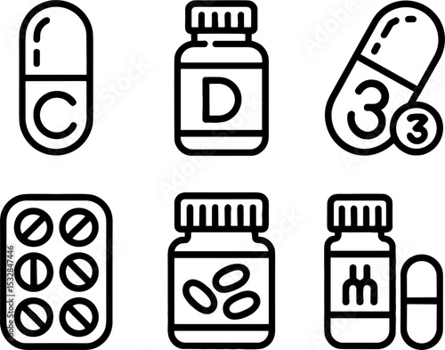 Vitamin Supplement Bottle And Capsule Health Cares