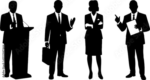 Business People Silhouettes Professional Corporate Communication Concepts