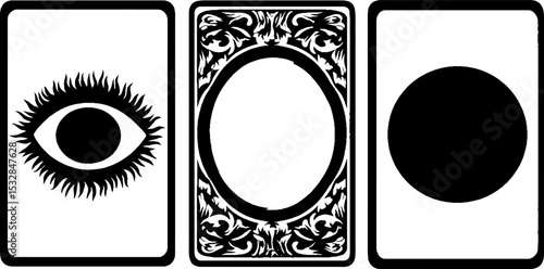 Mystical tarot card set featuring all seeing eye and cosmic symbols