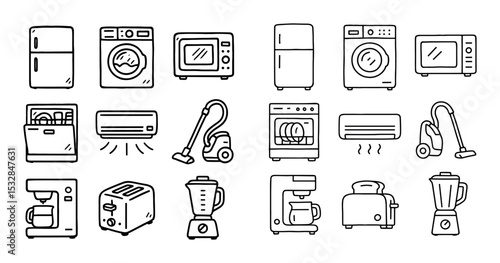 Home Appliance Sketch Icons