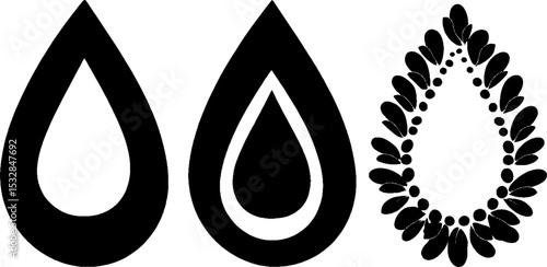 Abstract teardrop and swirl design elements for creative patterns