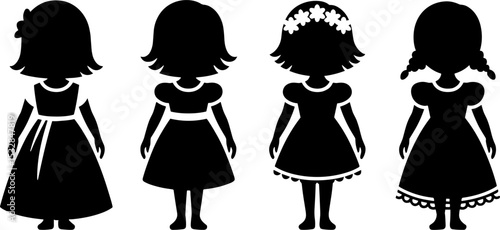 Silhouette Girl Dolls Set Cute Vintage Dresses Children Toy