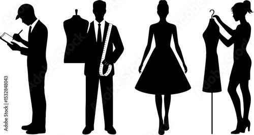 Fashion Designer Tailor Measuring Dress Form Model Fitting Concept