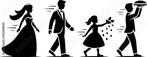 Wedding Procession Bride Groom Flower Girl Ring Bearer Throwing Petals
