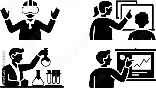 Business People Presentation Science Experiment Virtual Reality Technology
