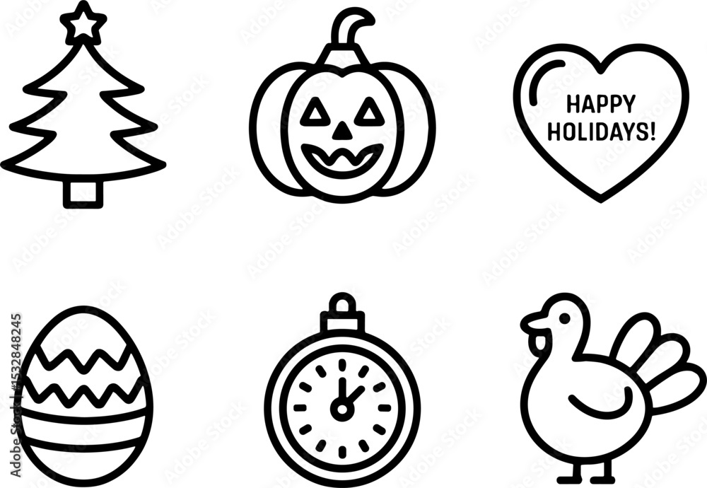 Obraz premium Holiday Set Christmas Pumpkin Easter Turkey Countdown