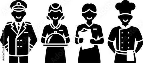 Hotel Staffs Uniformed Worker Service Roles Hospitality Set