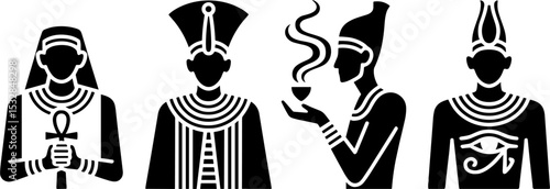 Ancient Egyptian Pharaoh Goddesses Symbols Set