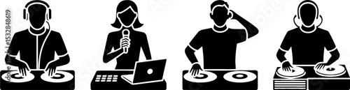 DJ Music Party Turntable Performer Woman Singer Live Audio Mixing