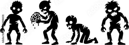 Zombie Characters Set Horror Monster Figures Halloween Theme