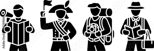 Tour Guide Explorer Traveler Historians Set