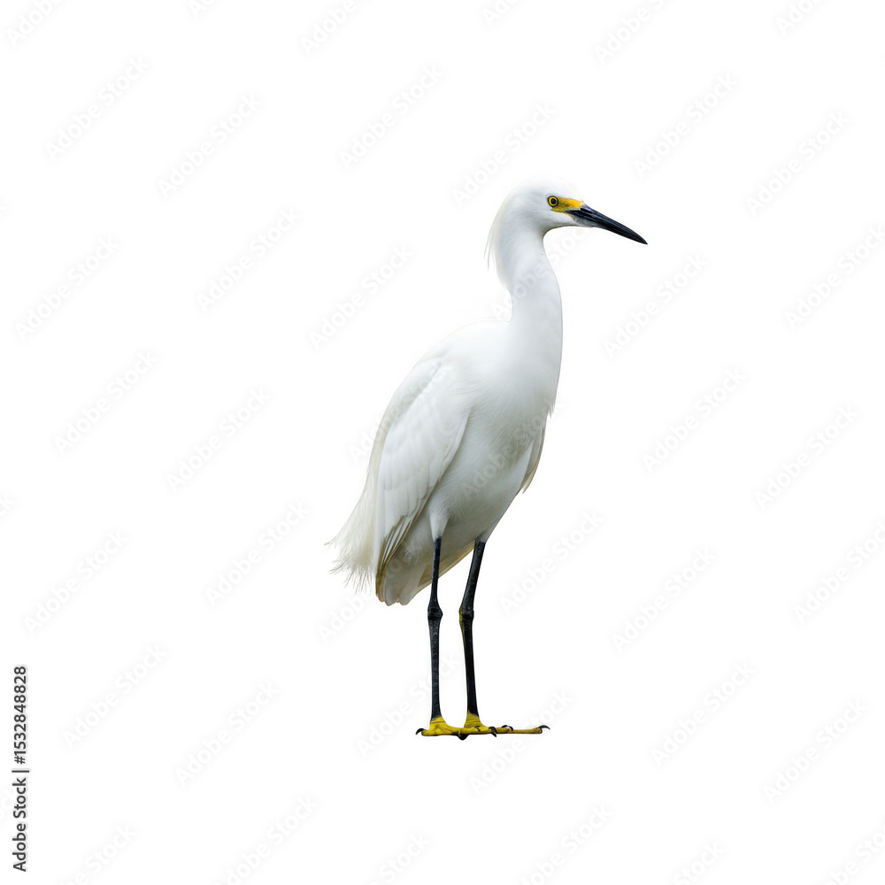 Snowy egret standing isolated on transparent background Snowy egret standing isolated on transparent background